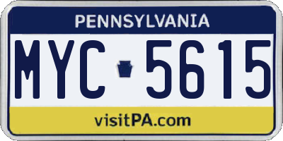 PA license plate MYC5615