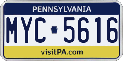 PA license plate MYC5616