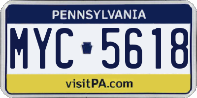 PA license plate MYC5618
