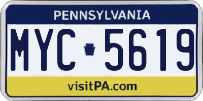 PA license plate MYC5619