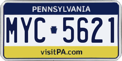PA license plate MYC5621