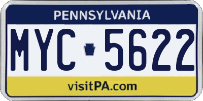 PA license plate MYC5622
