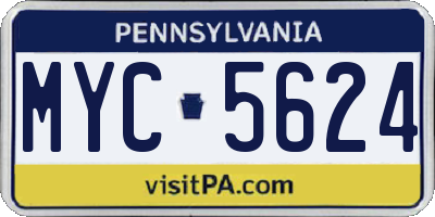 PA license plate MYC5624