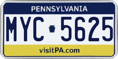 PA license plate MYC5625