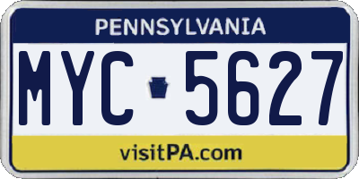 PA license plate MYC5627