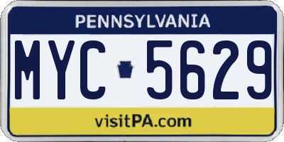 PA license plate MYC5629
