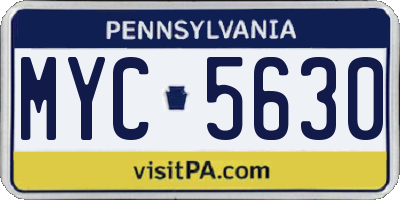 PA license plate MYC5630