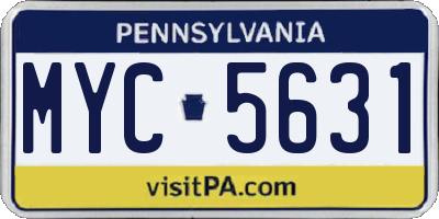PA license plate MYC5631
