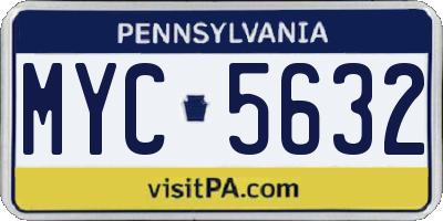 PA license plate MYC5632