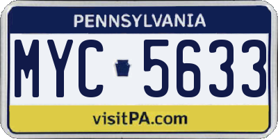PA license plate MYC5633
