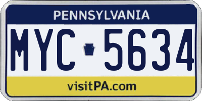 PA license plate MYC5634