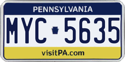 PA license plate MYC5635