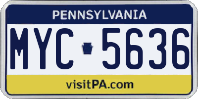 PA license plate MYC5636