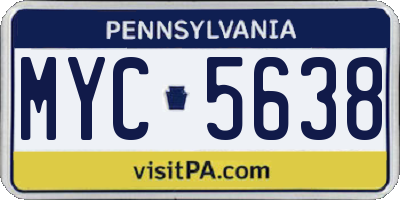 PA license plate MYC5638