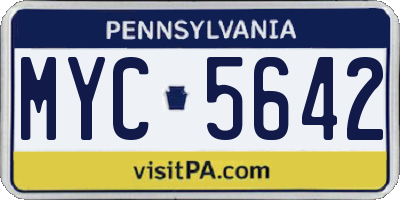 PA license plate MYC5642