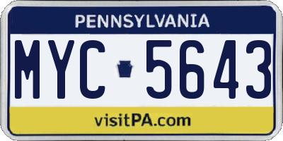 PA license plate MYC5643
