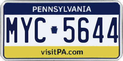 PA license plate MYC5644