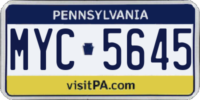 PA license plate MYC5645