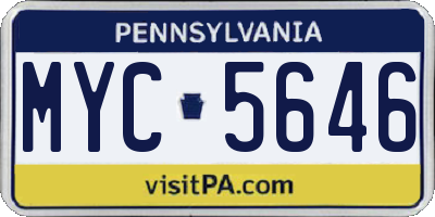 PA license plate MYC5646