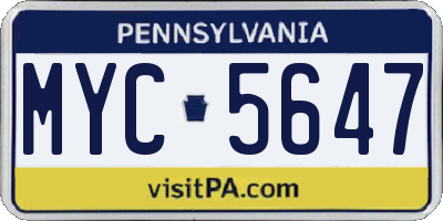 PA license plate MYC5647