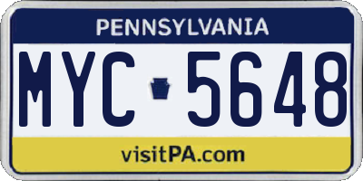 PA license plate MYC5648