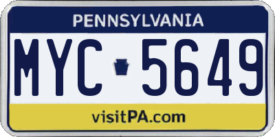PA license plate MYC5649