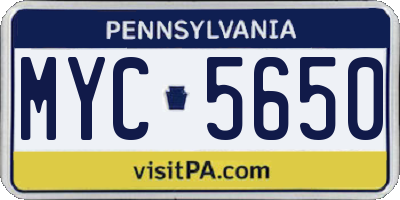 PA license plate MYC5650