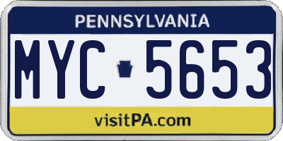 PA license plate MYC5653