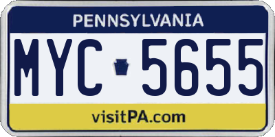 PA license plate MYC5655