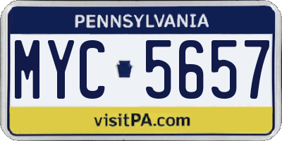 PA license plate MYC5657