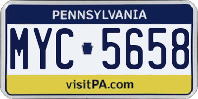 PA license plate MYC5658