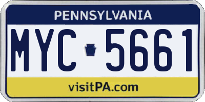 PA license plate MYC5661