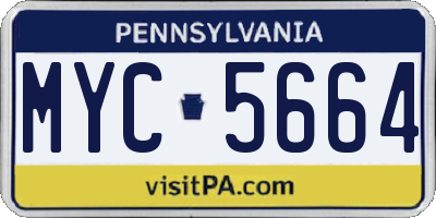 PA license plate MYC5664