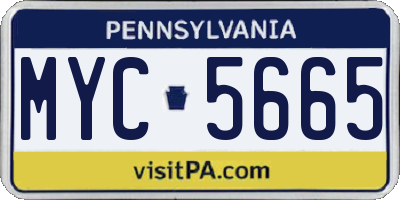 PA license plate MYC5665