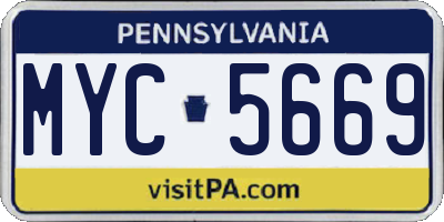 PA license plate MYC5669