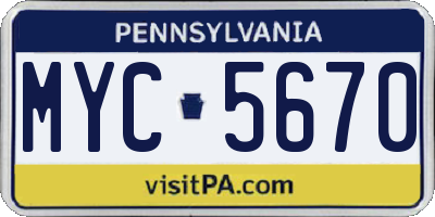 PA license plate MYC5670