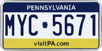 PA license plate MYC5671