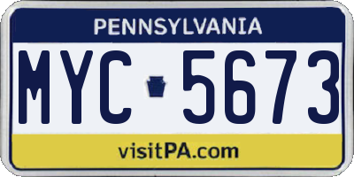 PA license plate MYC5673