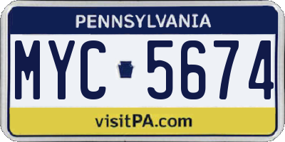 PA license plate MYC5674