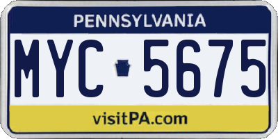 PA license plate MYC5675