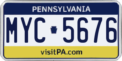 PA license plate MYC5676