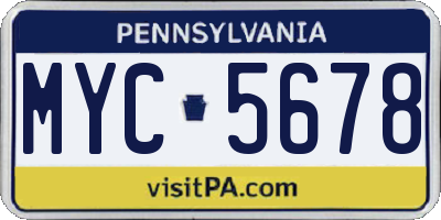 PA license plate MYC5678