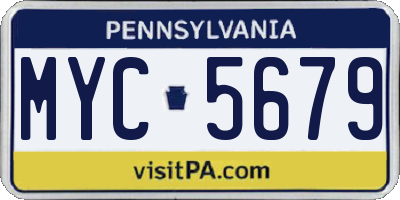 PA license plate MYC5679