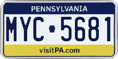 PA license plate MYC5681