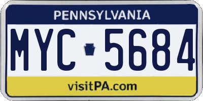 PA license plate MYC5684