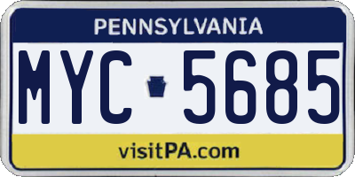 PA license plate MYC5685