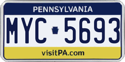 PA license plate MYC5693