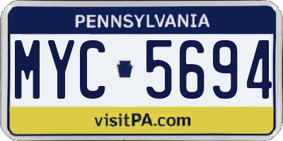 PA license plate MYC5694