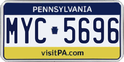 PA license plate MYC5696