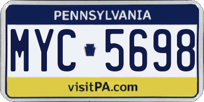 PA license plate MYC5698